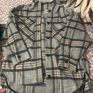 Zara Beige and Gray Plaid Shacket